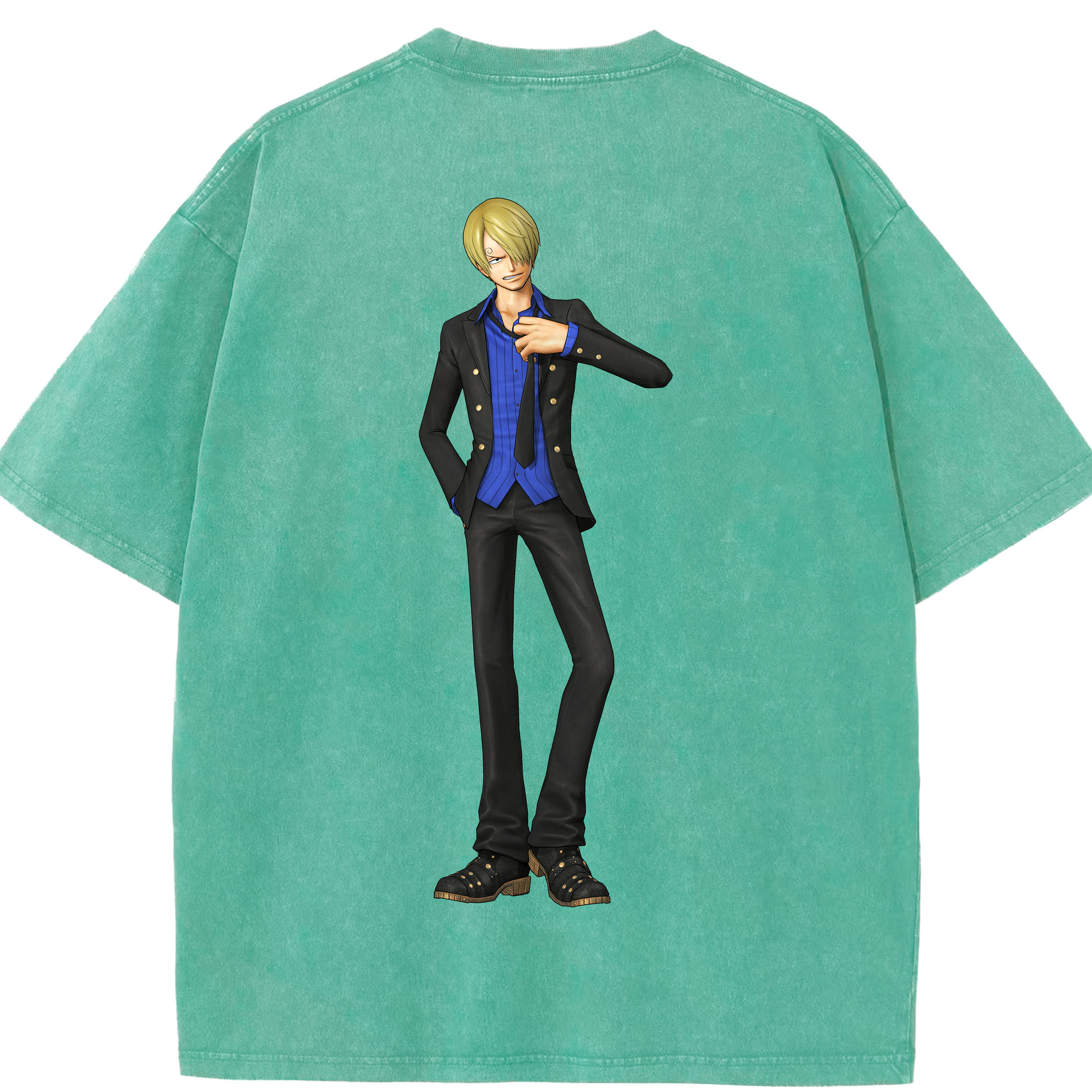 ワンピース サンジ ONE PIECE Sanji 綿100% ヴィンテージ風 半袖Tシャツ（背面プリント）